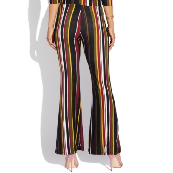 2 PCS MULTI STRIPE CROP TOP HIGH RISE PANT SET - Picture 9 of 11